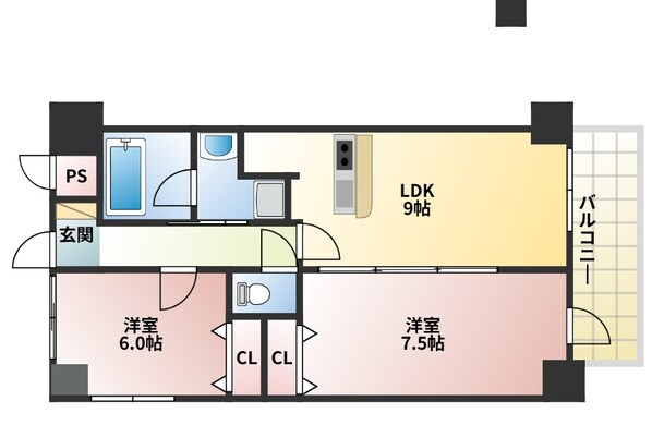 大国町駅 徒歩6分 8階の物件間取画像